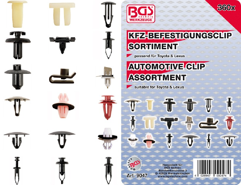 BGS KFZ Befestigungsclip 360 | für 9047 Sortiment Lexus Toyota teilig & ACH-Shop